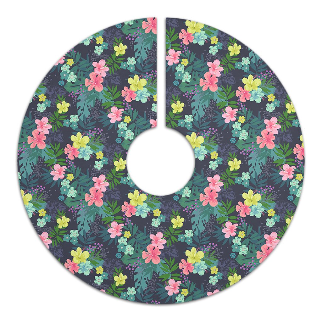 of Tropical Hibiscus Palm Leaves Tree Skirt - Polynesian Pride