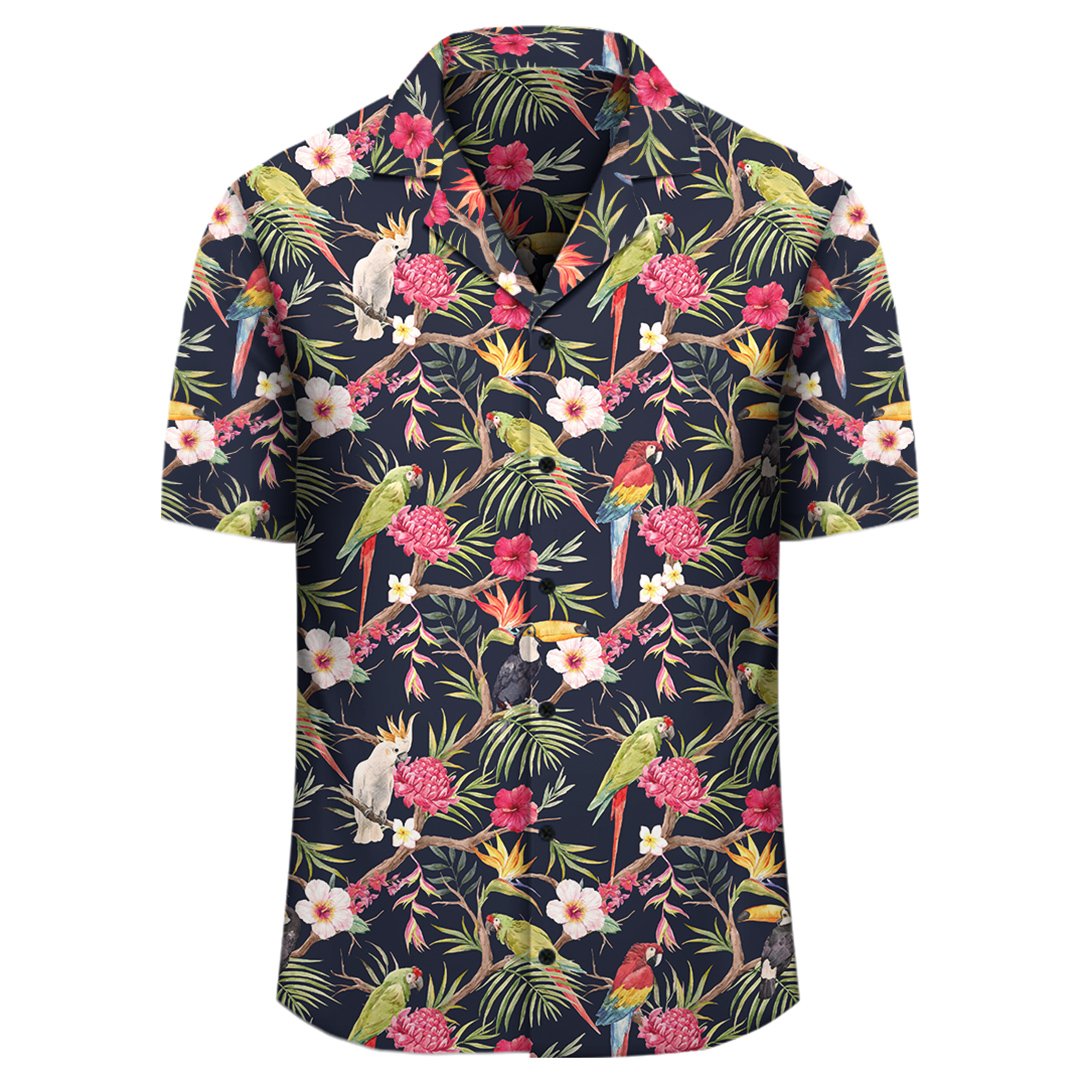 Tropical Hibiscus Strelitzia Palm Leaves Hawaiian Shirt - Polynesian Pride