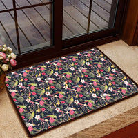 Tropical Hibiscus, Strelitzia Palm Leaves Hawaii Door Mat Door Mat Black - Polynesian Pride