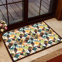 Tropical Jungle Parrots And Flamingos Pattern Hawaii Door Mat Door Mat Black - Polynesian Pride