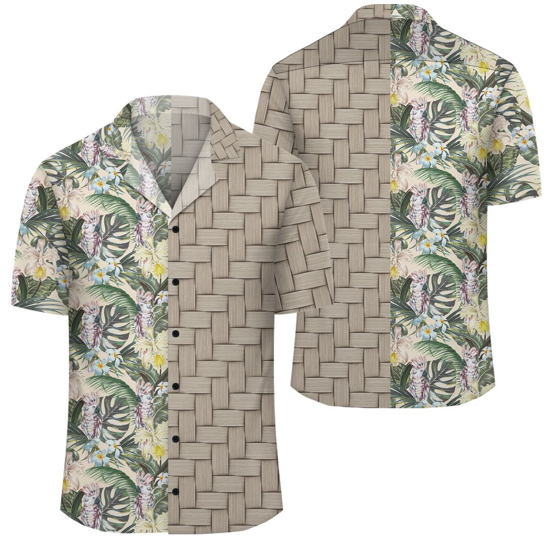 Tropical Jungle Parrots And Flamingos Lauhala Moiety Hawaiian Shirt Unisex Art - Polynesian Pride