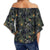 Tropical Leaves And Flowers In The Night Style Women's Off Shoulder Wrap Waist Top - AH - Polynesian Pride