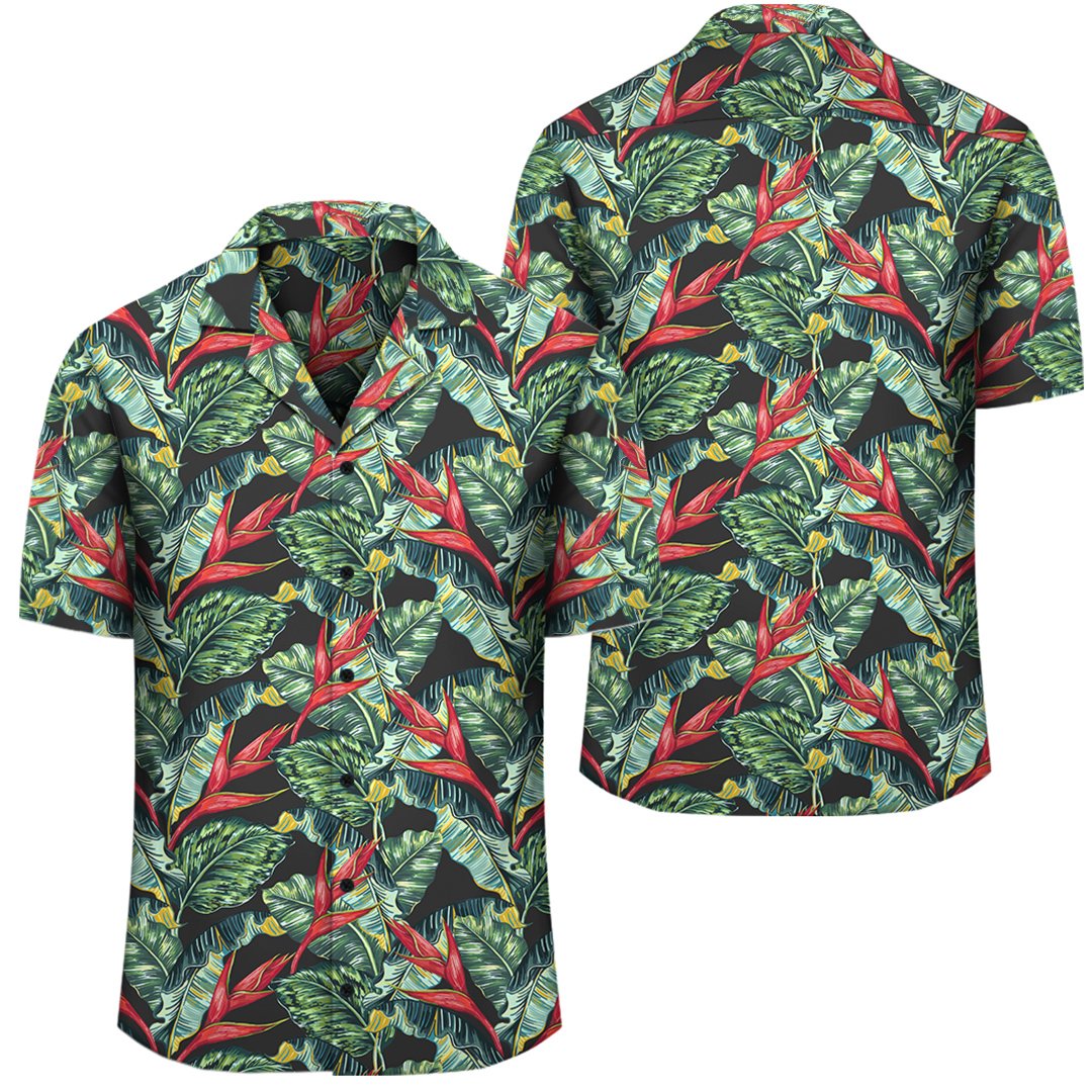 Tropical Monstera Leaf Green Mix Hawaiian Shirt Unisex Black - Polynesian Pride