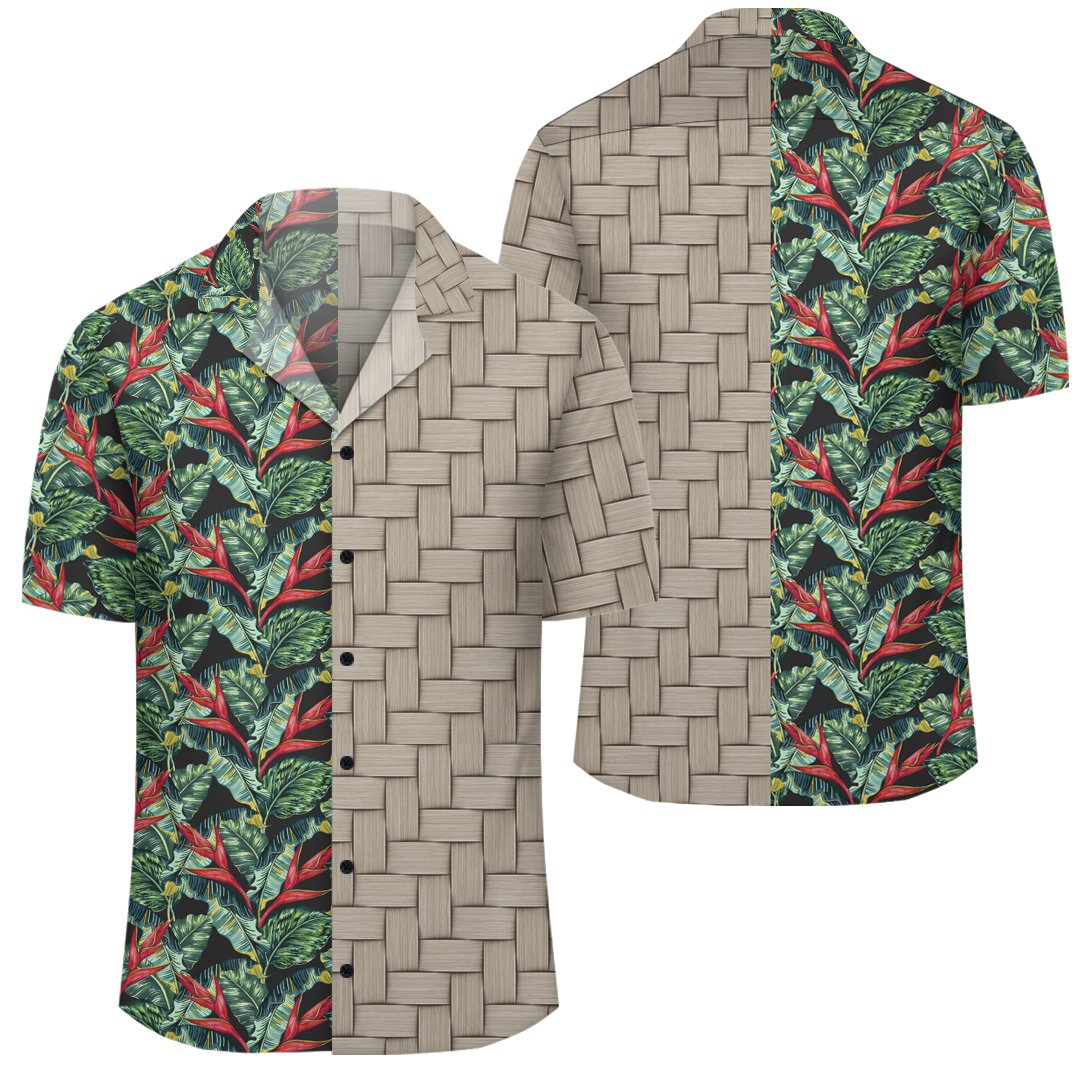 Tropical Monstera Leaf Green Mix Lauhala Moiety Hawaiian Shirt Unisex Art - Polynesian Pride