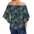 Tropical Monstera Leaf Green Women's Off Shoulder Wrap Waist Top - AH - Polynesian Pride