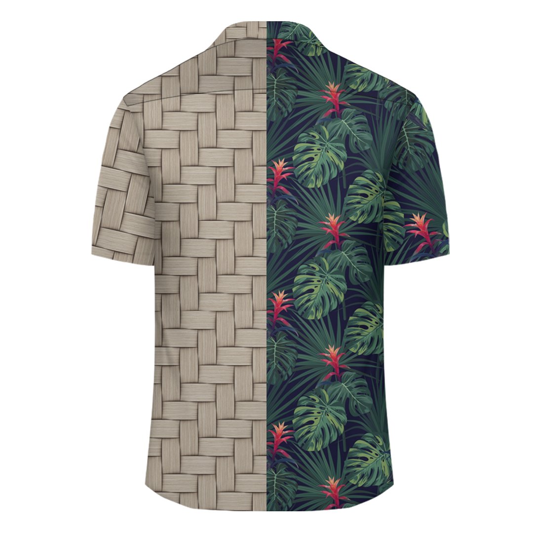 Tropical Monstera Leaf Green Lauhala Moiety Hawaiian Shirt - Polynesian Pride