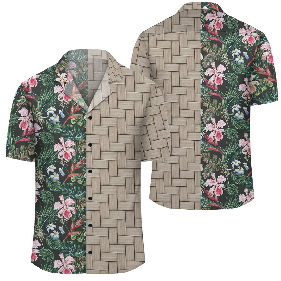 Tropical Monstera Leaf Red Lauhala Moiety Hawaiian Shirt Unisex Art - Polynesian Pride