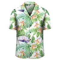 Tropical Orange Orchids Strelitzia Monstera Hawaiian Shirt - Polynesian Pride
