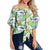 Tropical Orange Orchids Strelitzia Monstera Women's Off Shoulder Wrap Waist Top - AH - Polynesian Pride