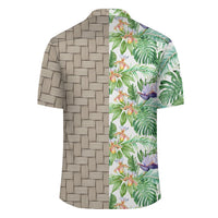 Tropical Orange Orchids Strelitzia Monstera Lauhala Moiety Hawaiian Shirt - Polynesian Pride