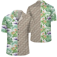 Tropical Orange Orchids Strelitzia Monstera Lauhala Moiety Hawaiian Shirt Unisex Art - Polynesian Pride