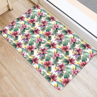 Tropical Palm Leaf White Hawaii Door Mat - Polynesian Pride