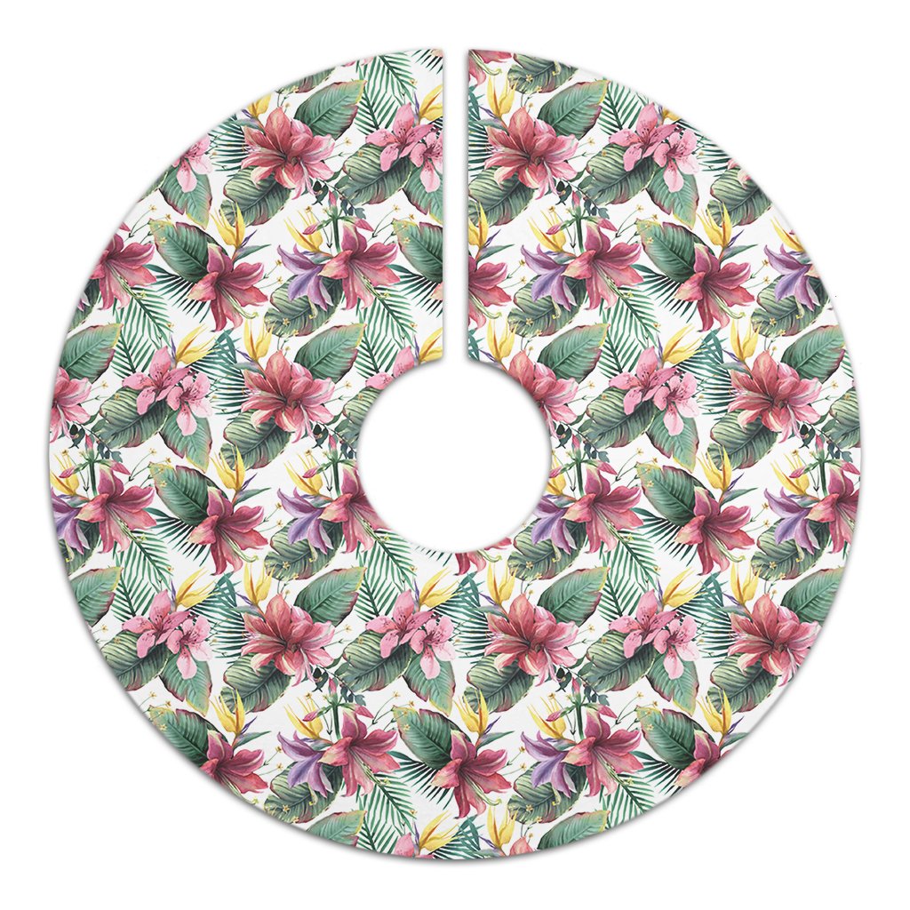 Tropical Palm Leaf White Tree Skirt - Polynesian Pride