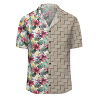 Tropical Palm Leaf White Lauhala Moiety Hawaiian Shirt - Polynesian Pride