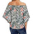 Tropical Palm Leaves And Flowers Women's Off Shoulder Wrap Waist Top - AH - Polynesian Pride