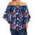 Tropical Palm Tree And Flower Women's Off Shoulder Wrap Waist Top - AH - Polynesian Pride