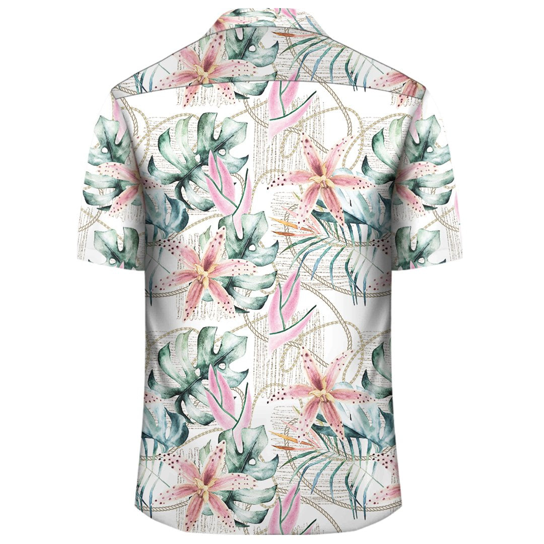 Tropical Pattern With Orchids Leaves And Gold Chains Hawaiian Shirt - Polynesian Pride
