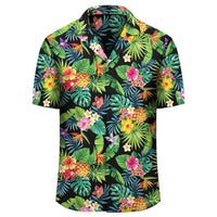 Tropical Pattern With Pineapples Palm Leaves And Flowers Hawaiian Shirt - Polynesian Pride