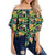 Tropical Pattern With Pineapples Palm Leaves And Flowers Women's Off Shoulder Wrap Waist Top - AH - Polynesian Pride