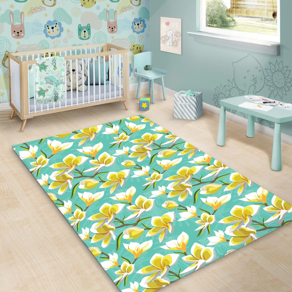 Tropical Plumeria Blue Area Rug - AH - Polynesian Pride