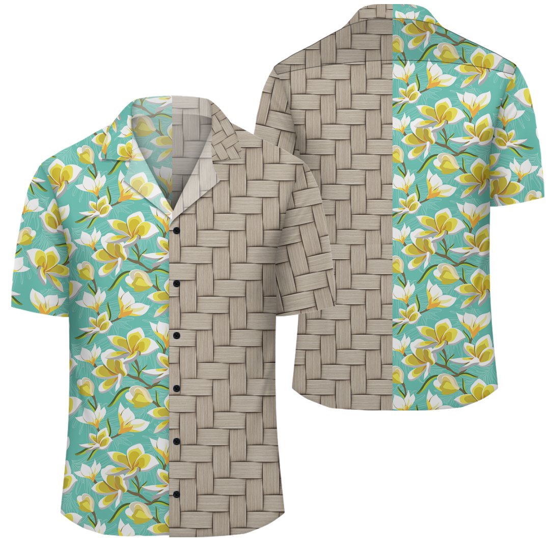 Tropical Plumeria Blue Lauhala Moiety Hawaiian Shirt Unisex Art - Polynesian Pride