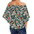Tropical Plumeria Pattern With Palm Leaves Women's Off Shoulder Wrap Waist Top - AH - Polynesian Pride