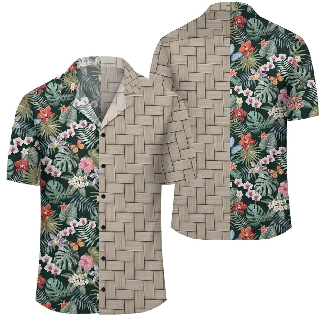Tropical Plumeria Pattern With Palm Leaves Lauhala Moiety Hawaiian Shirt Unisex Art - Polynesian Pride