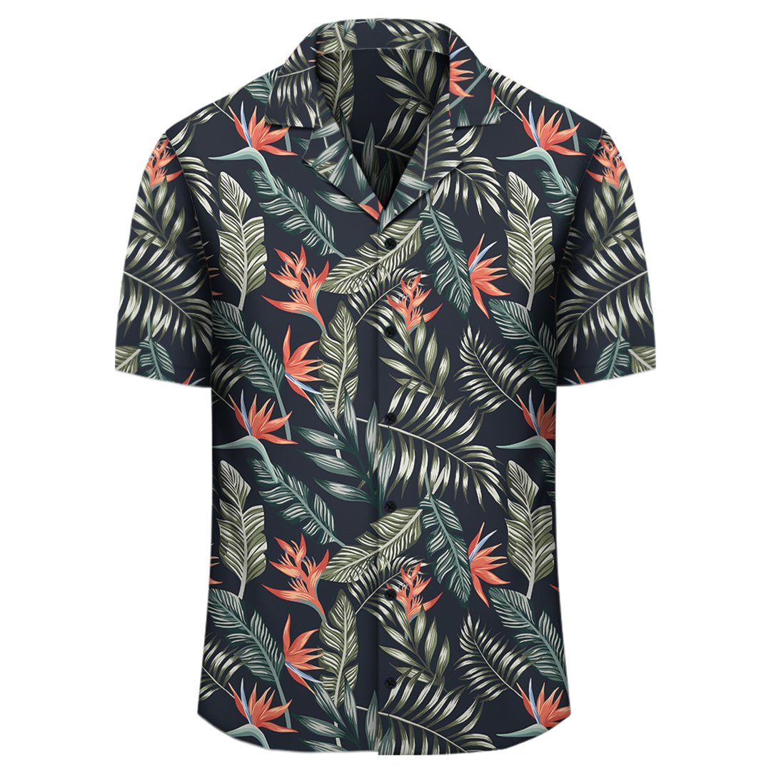 Tropical Strelitzia Black Hawaiian Shirt - Polynesian Pride