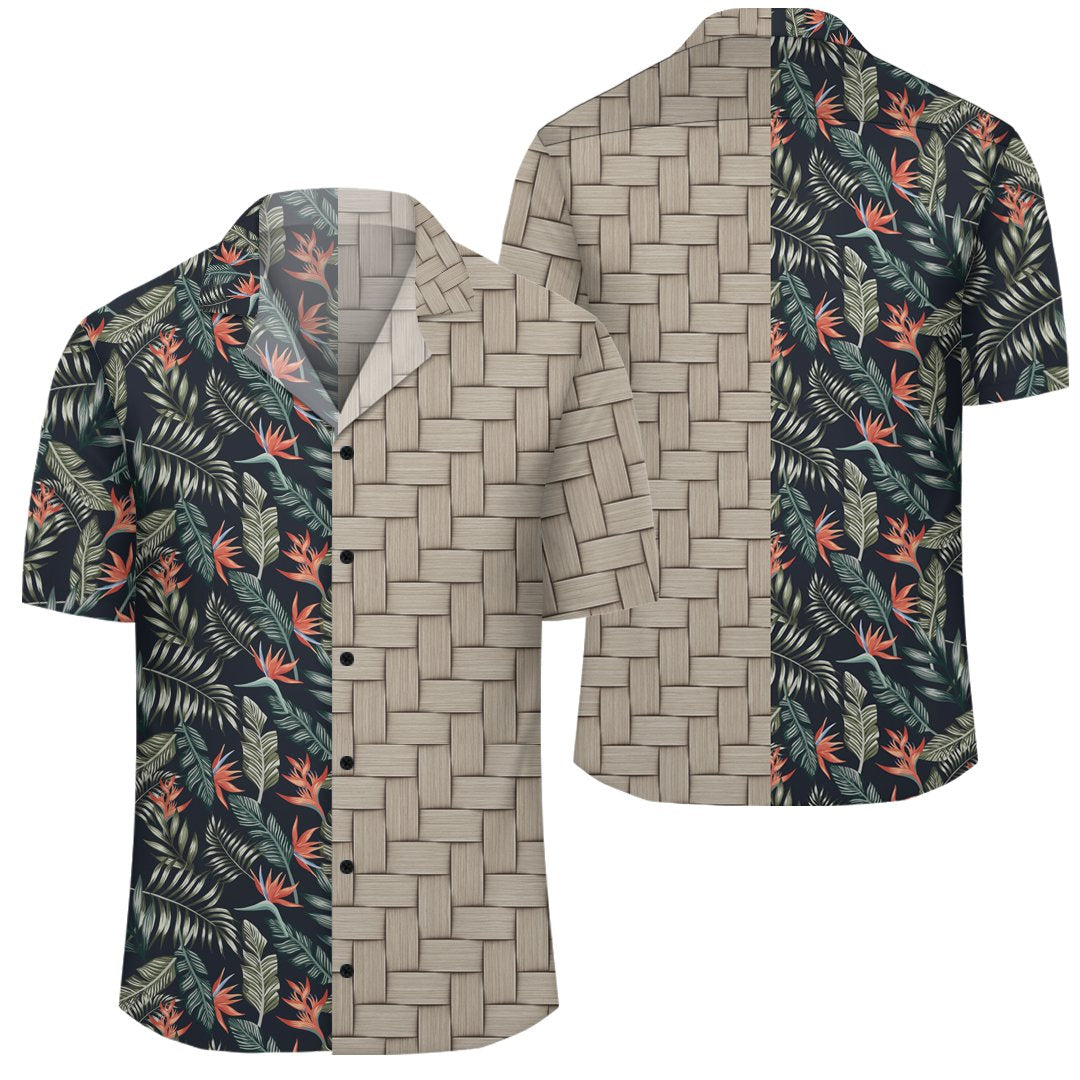 Tropical Strelitzia Black Lauhala Moiety Hawaiian Shirt Unisex Art - Polynesian Pride