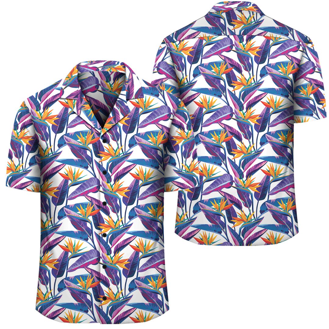 Tropical Strelitzia Hawaiian Shirt Unisex Black - Polynesian Pride