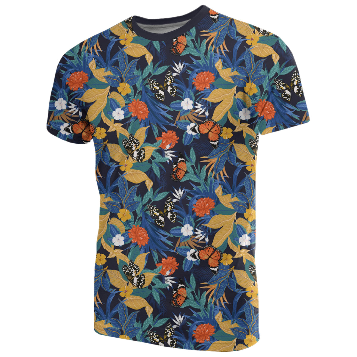Hawaii Tropical Buttterfly and Flower T Shirt - Polynesian Pride