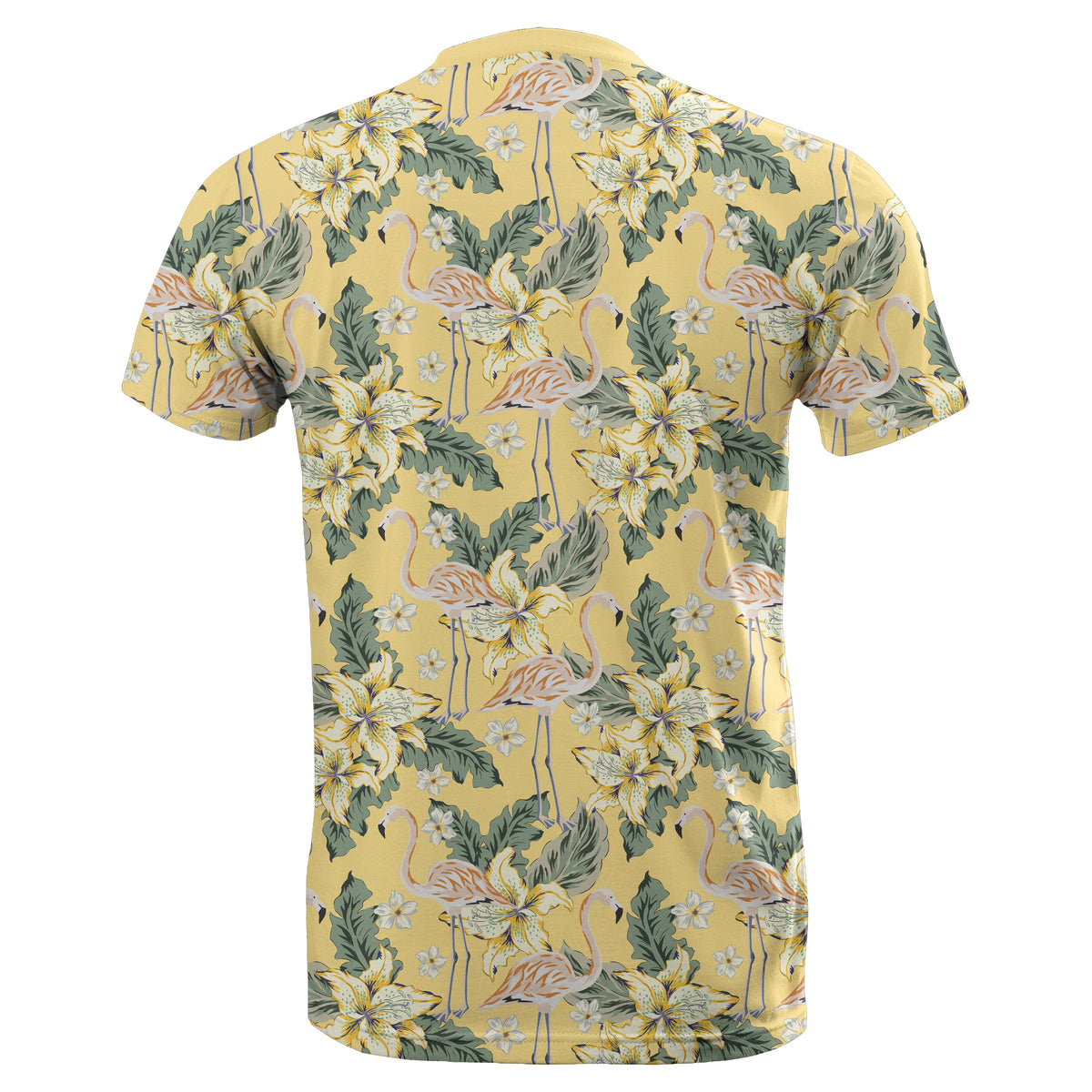 Hawaii Tropical Flamingo Yellow T Shirt - Polynesian Pride