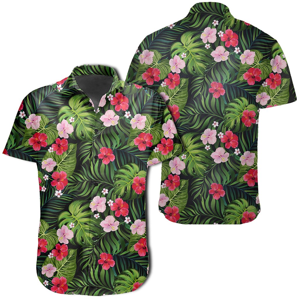 Hawaiian Shirt - Tropical Flower Mix Shirt Unisex Black - Polynesian Pride