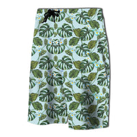 Tropical Flowers Monstera Leaf Board Shorts - Polynesian Pride