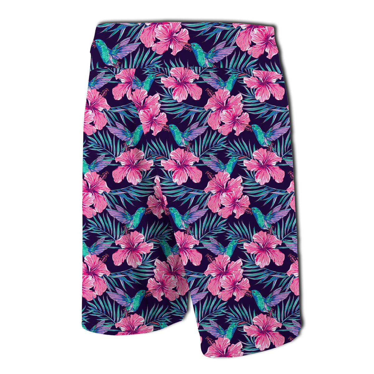Tropical Flowers With Hummingbirds Palm Leaves Board Shorts - Polynesian Pride