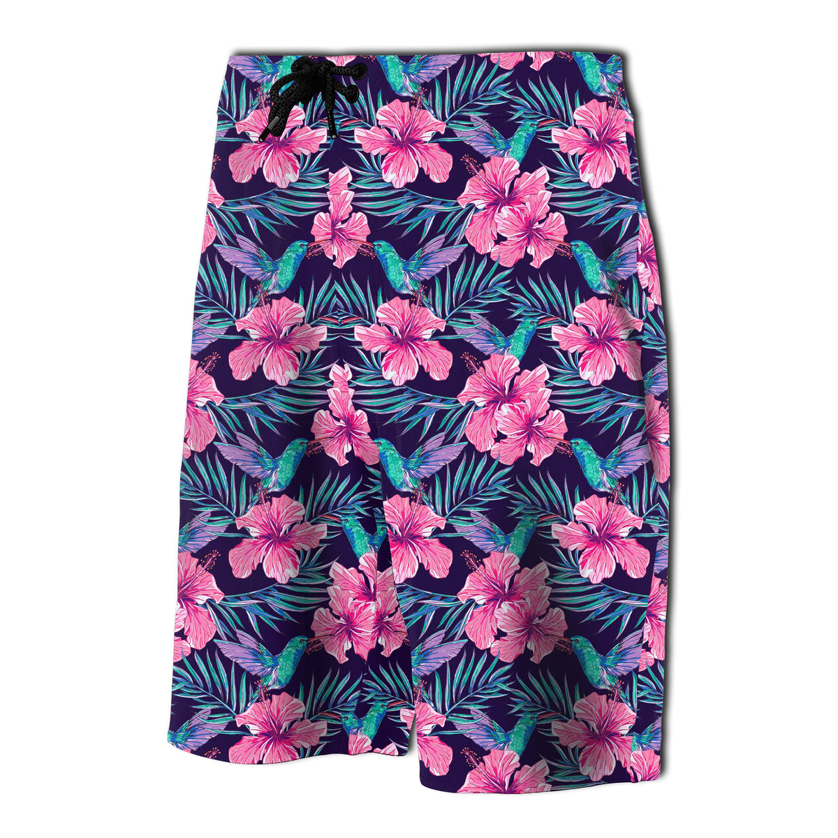 Tropical Flowers With Hummingbirds Palm Leaves Board Shorts - Polynesian Pride