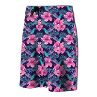 Tropical Flowers With Hummingbirds Palm Leaves Board Shorts - Polynesian Pride