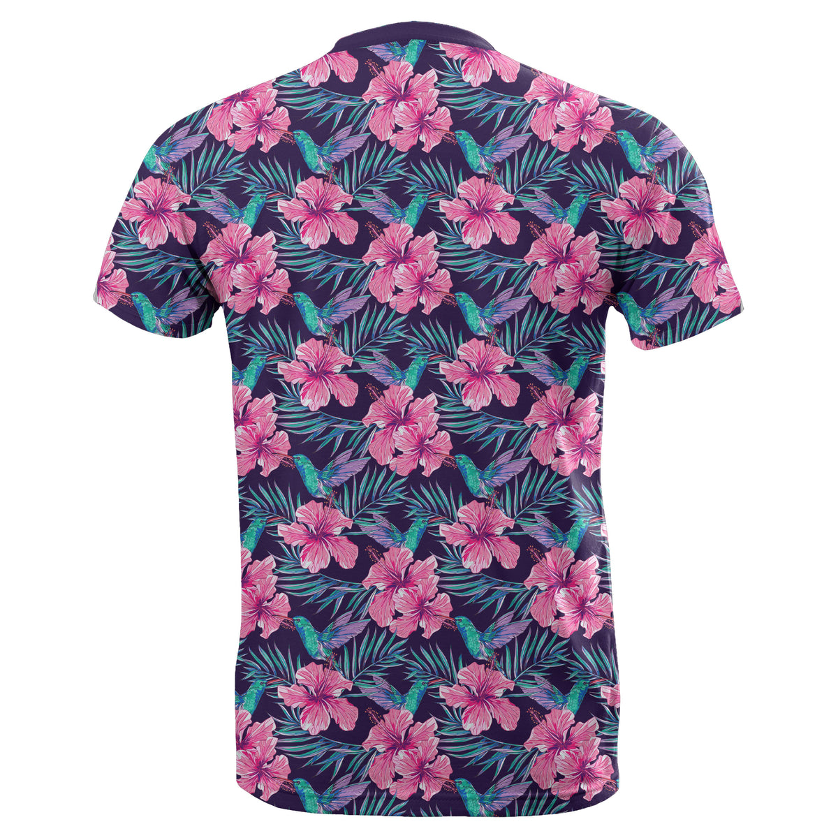 Hawaii Tropical Flowers With Hummingbirds Palm Leaves T Shirt - Polynesian Pride