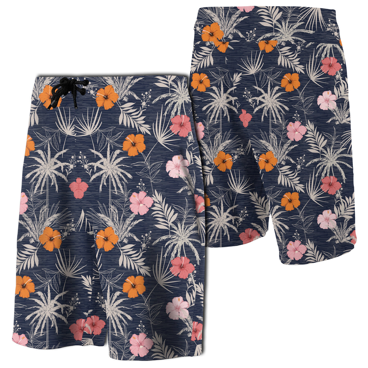 Tropical Grey Board Shorts Men Black - Polynesian Pride