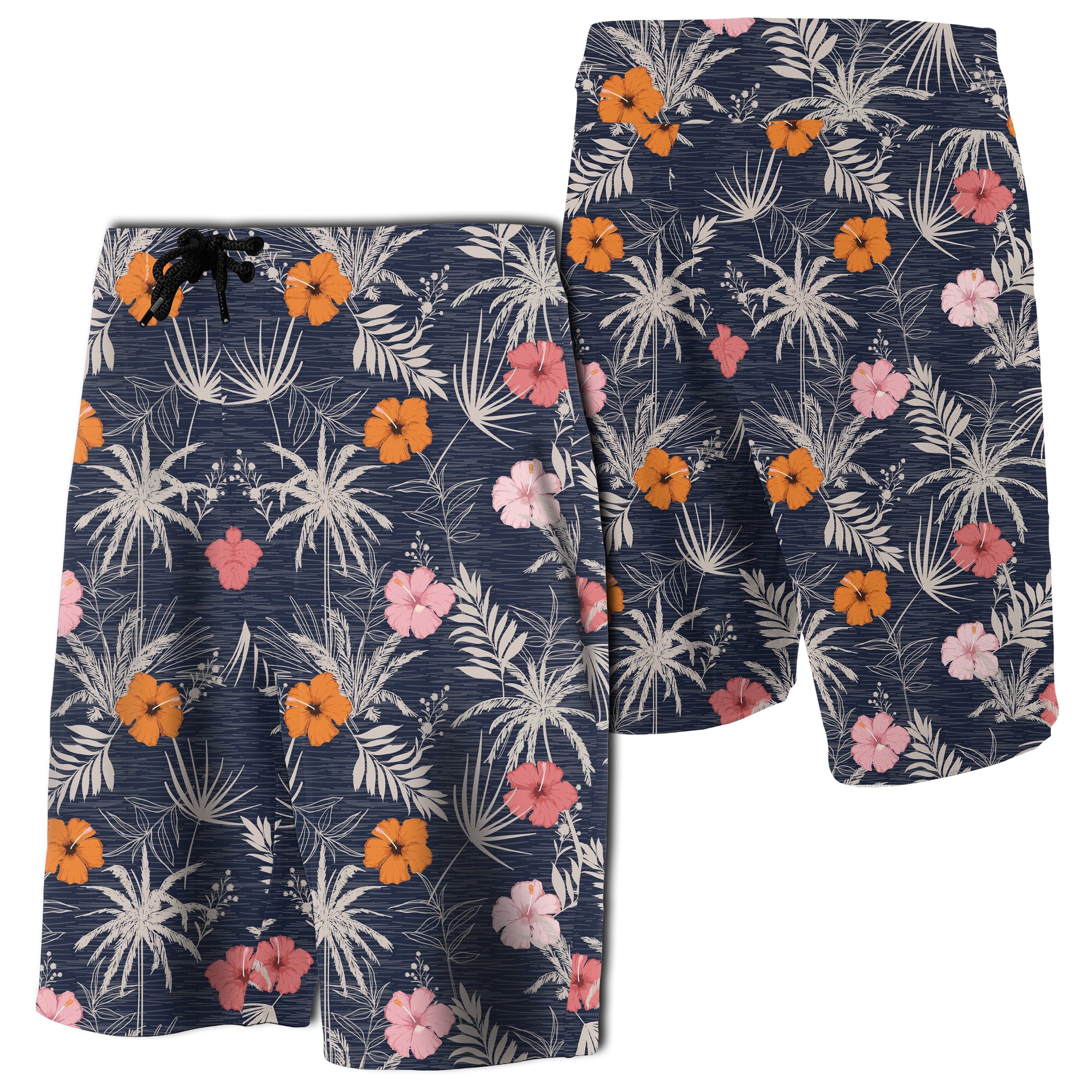 Tropical Grey Board Shorts Men Black - Polynesian Pride