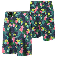 Tropical Hibiscus Board Shorts Men Green - Polynesian Pride