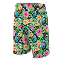 Tropical Hibiscus Banana Leafs Board Shorts - Polynesian Pride