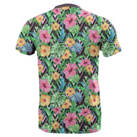 Hawaii Tropical Hibiscus Banana Leafs T Shirt - Polynesian Pride