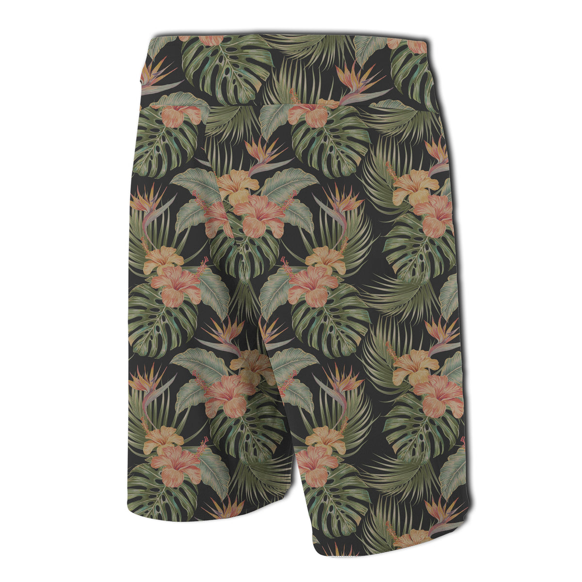 Tropical Hibiscus Monstera Leaf Board Shorts - Polynesian Pride