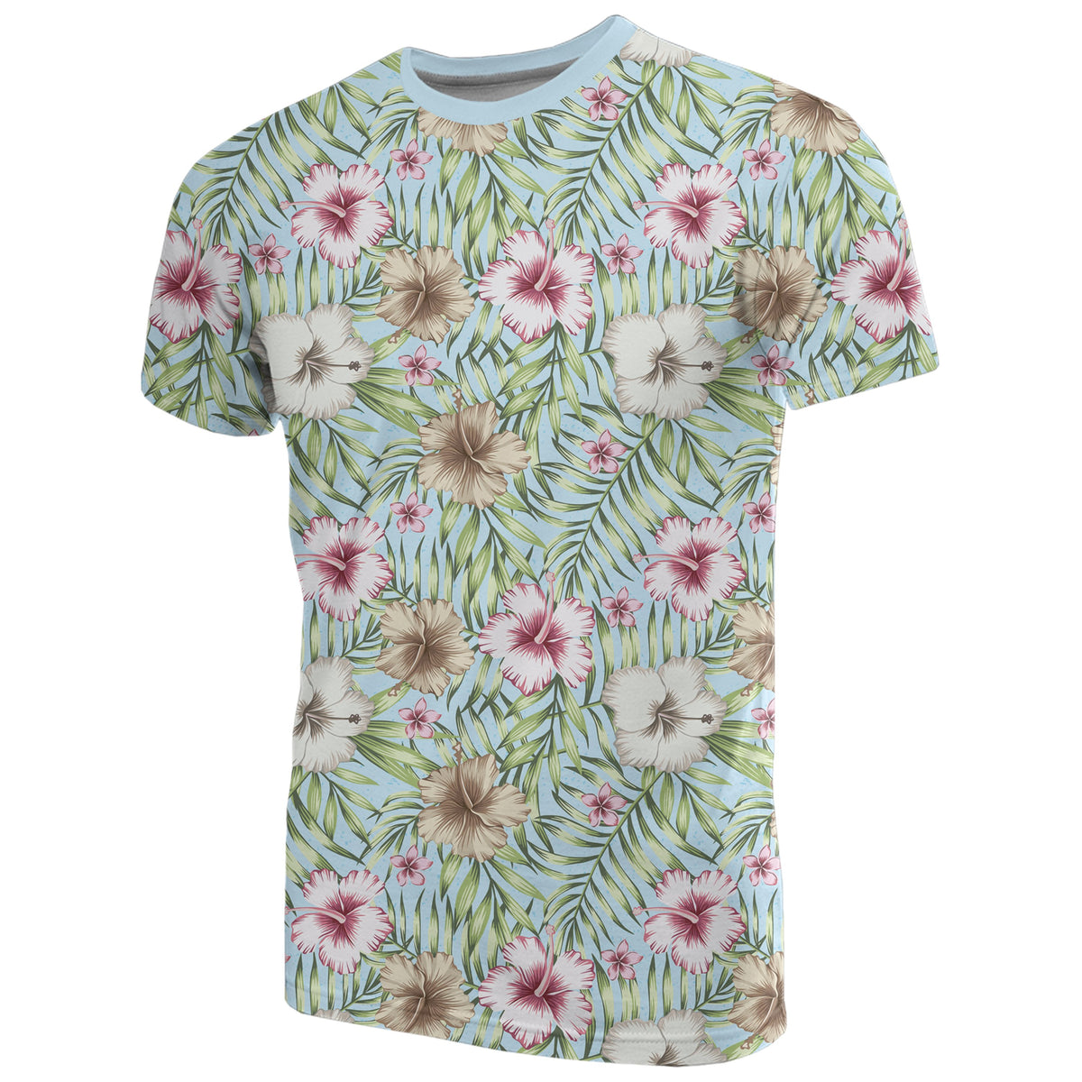 Hawaii Tropical Hibiscus Palm Leaves T Shirt - Polynesian Pride