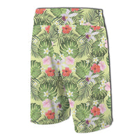 Tropical Hibiscus, Plumeria Green Board Shorts - Polynesian Pride