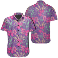 Hawaiian Shirt - Tropical Hibiscus Purple Shirt Unisex Black - Polynesian Pride