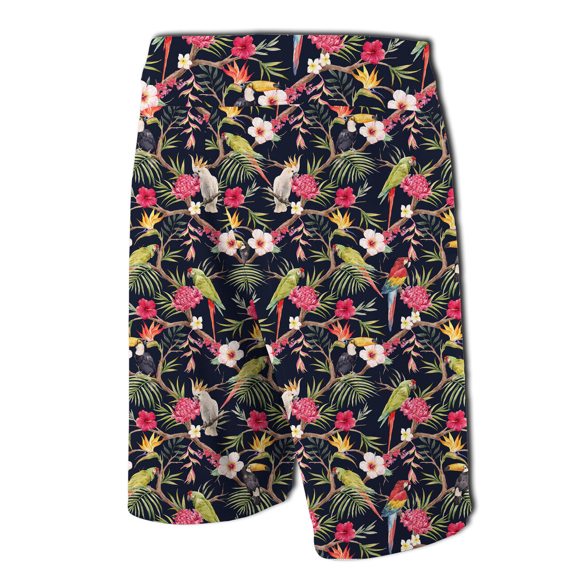Tropical Hibiscus, Strelitzia Palm Leaves Board Shorts - Polynesian Pride
