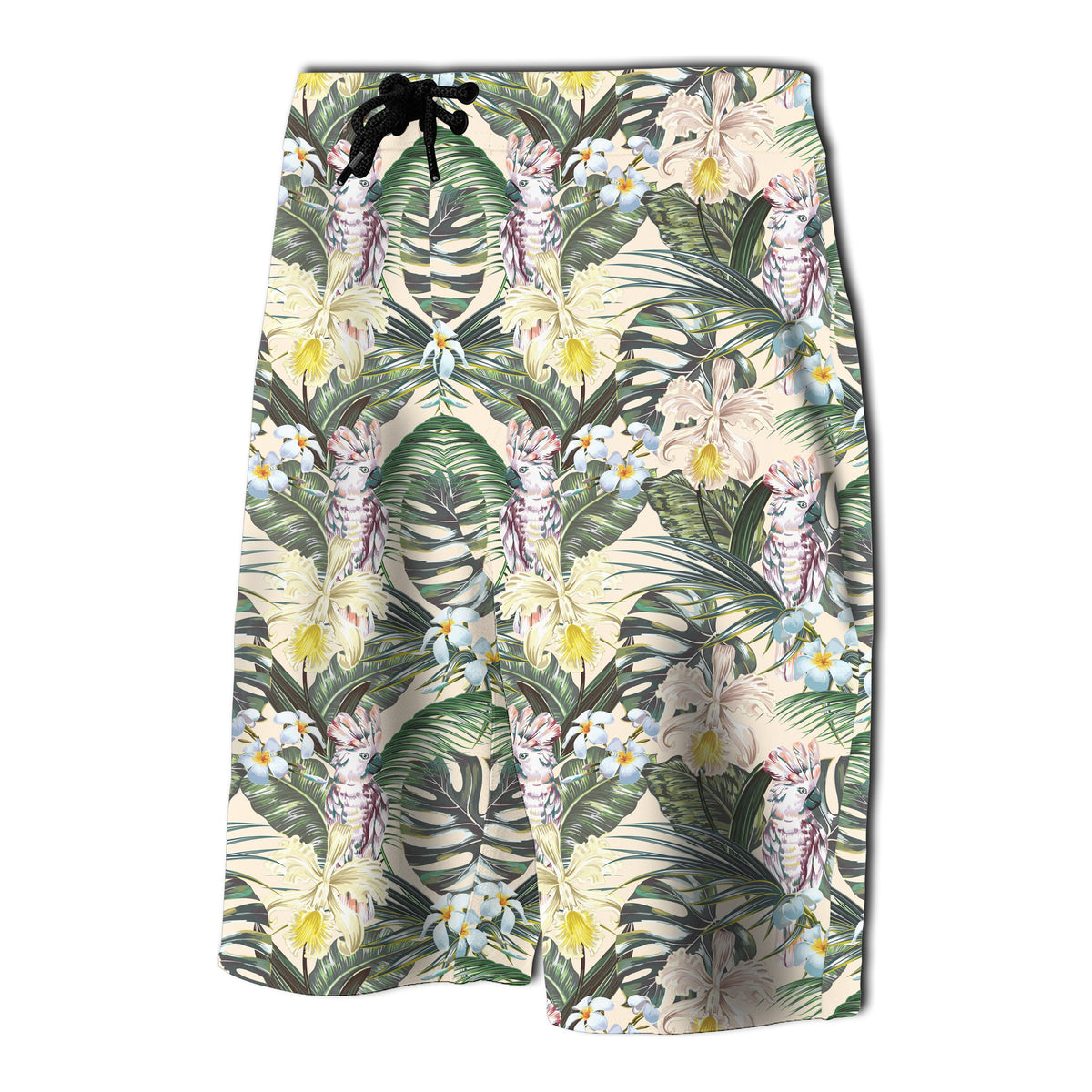 Tropical Jungle Parrots And Flamingos Board Shorts - Polynesian Pride