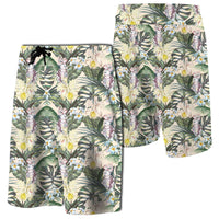 Tropical Jungle Parrots And Flamingos Board Shorts Men Green - Polynesian Pride